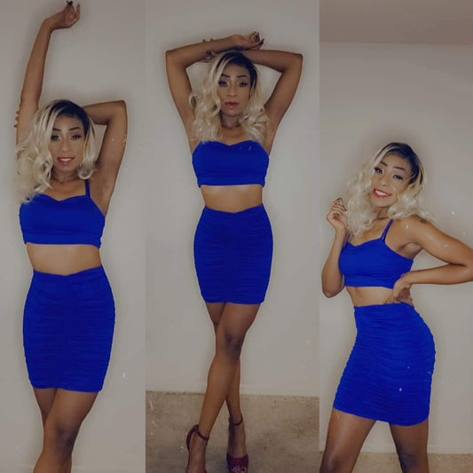 Ruched Crop Top and Skirt sets