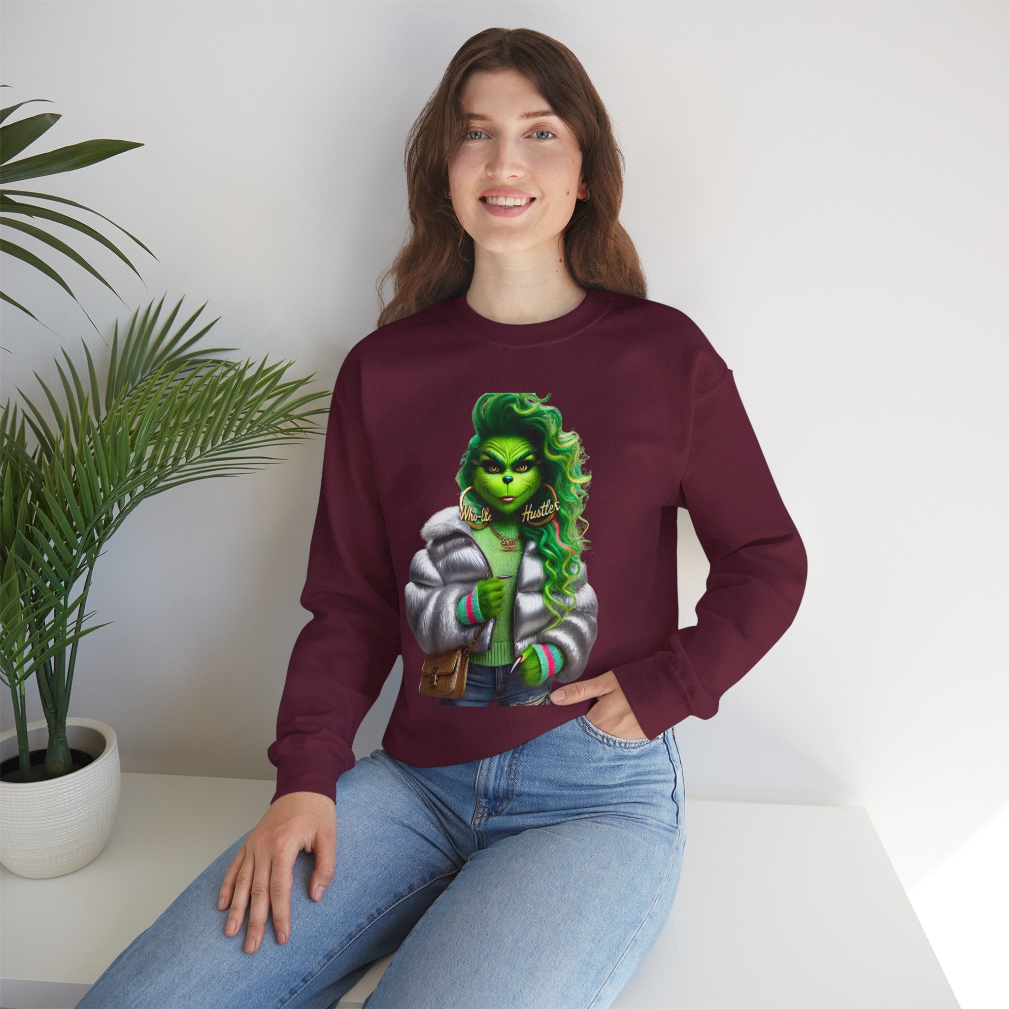 Stylish Green Grinch Graphic Crewneck Sweatshirt
