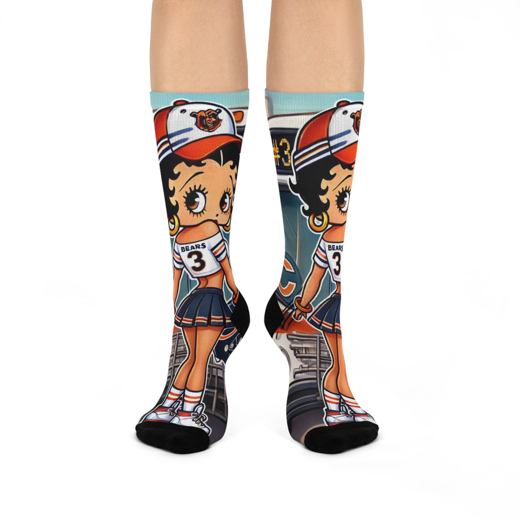 Betty Boop Baseball Crew Socks — Vintage Pinup Baseball Girl Cushioned Socks
