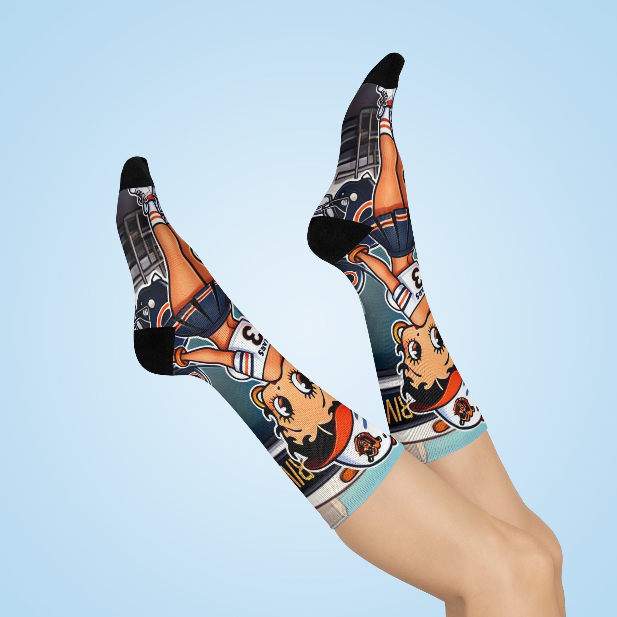 Betty Boop Baseball Crew Socks — Vintage Pinup Baseball Girl Cushioned Socks