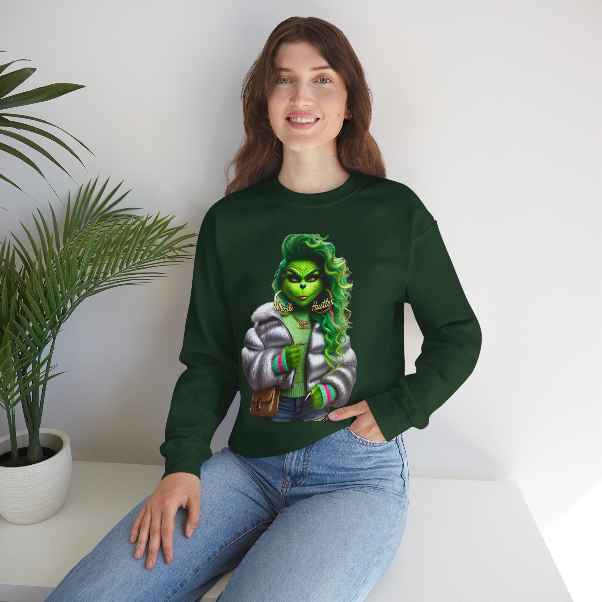 Stylish Green Grinch Graphic Crewneck Sweatshirt