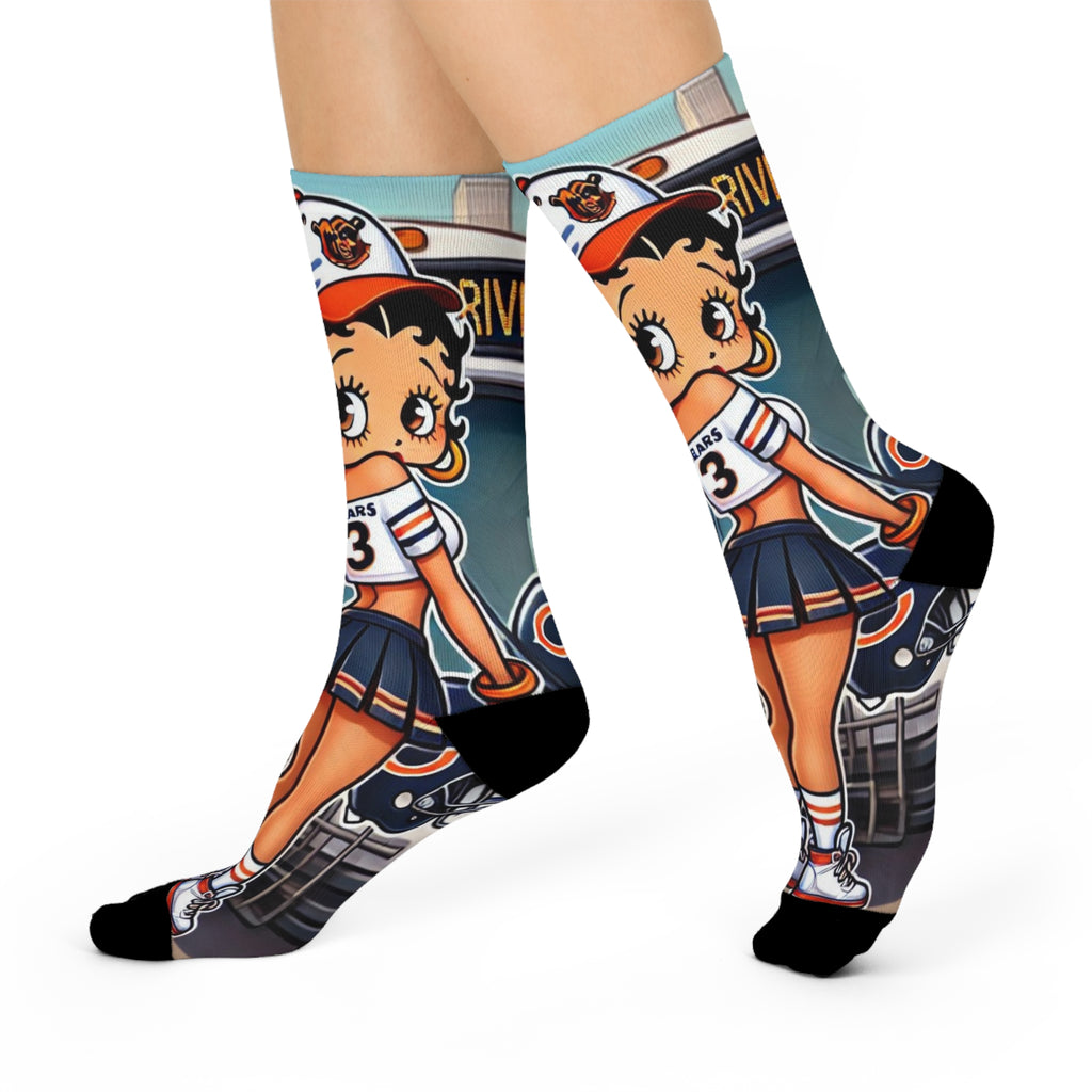 Betty Boop Baseball Crew Socks — Vintage Pinup Baseball Girl Cushioned Socks