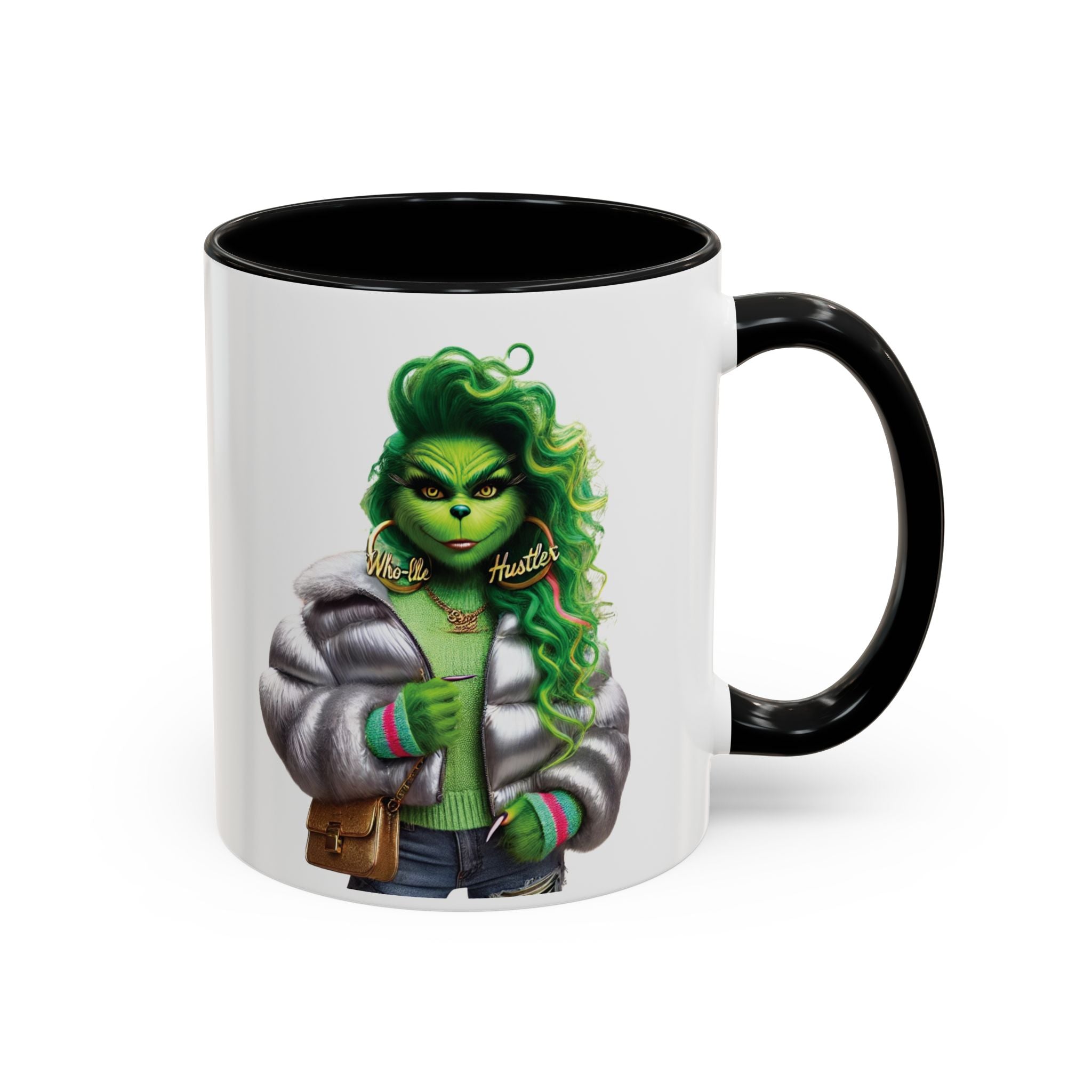 Green-Haired Witch Accent Coffee Mug — Spooky St. Patrick's Day Ceramic Mug