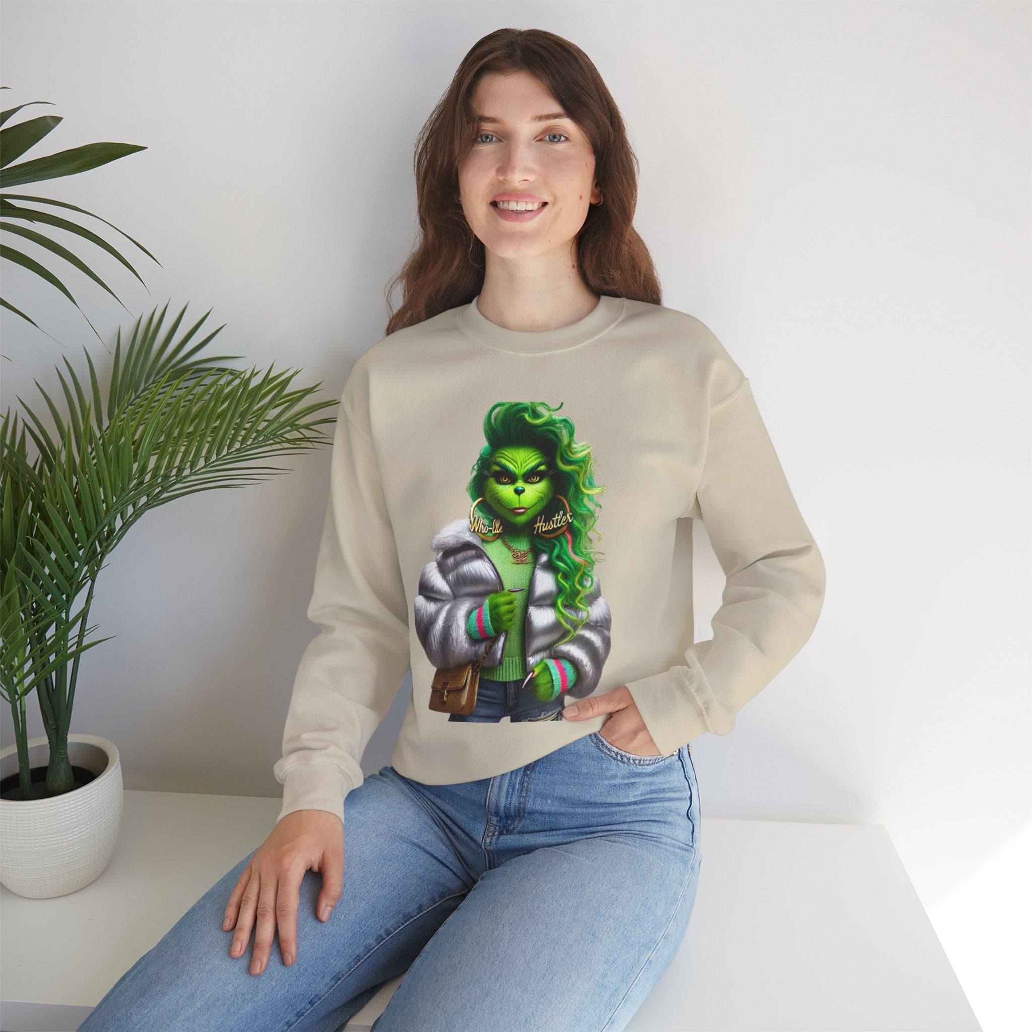 Stylish Green Grinch Graphic Crewneck Sweatshirt