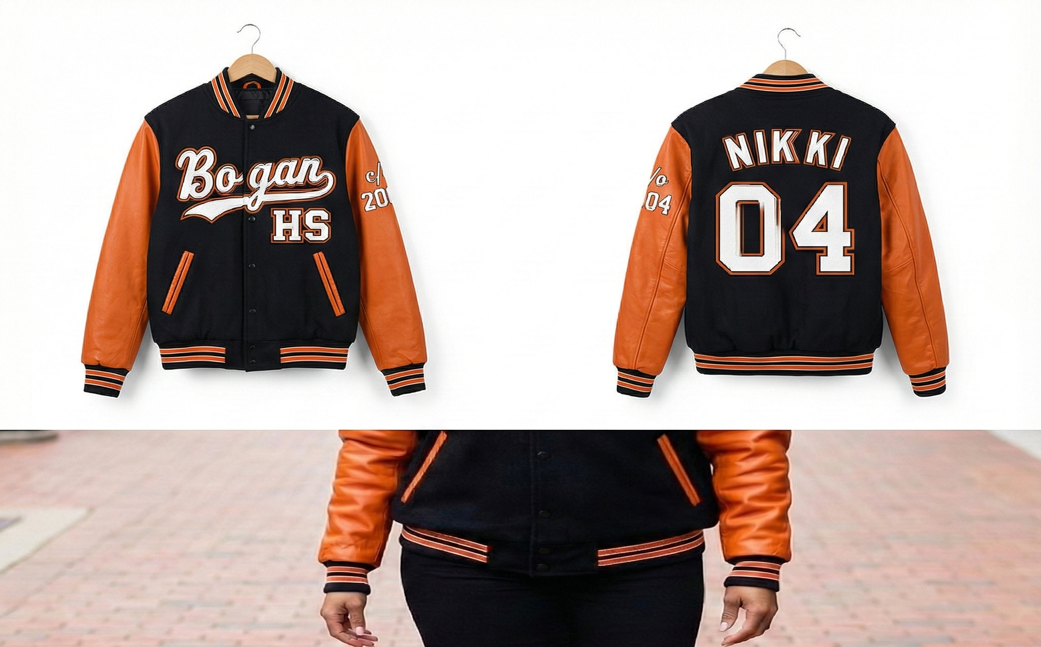 (WOMEN) Classic Custom "Bogan" Edition Varsity Jacket (Faux Leather or Wool Sleeves)