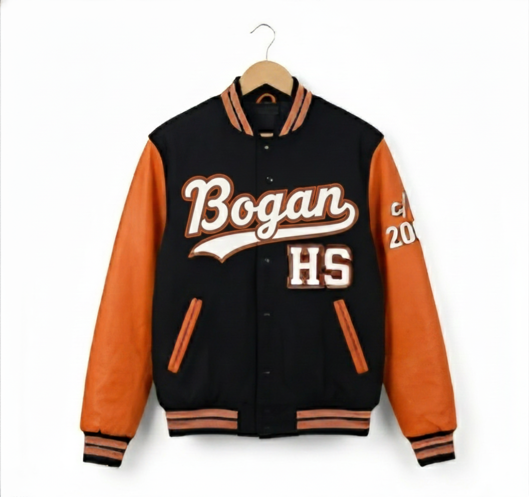 (WOMEN) Classic Custom "Bogan" Edition Varsity Jacket (Faux Leather or Wool Sleeves)