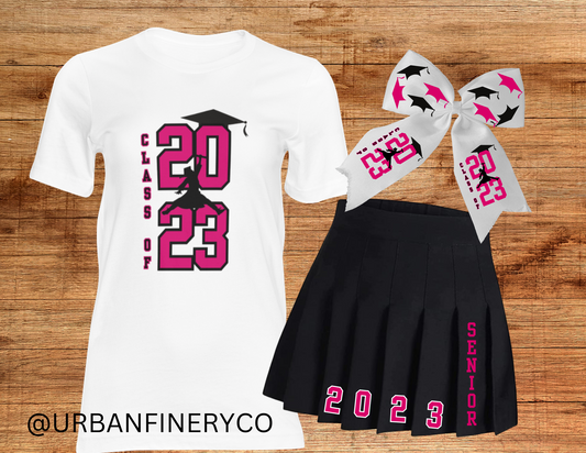 2023 Graduate Shirt and Skirt Set with Bow