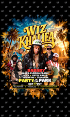 Party in the Park Tucson graphic artwork with repeated UF tile watermarks