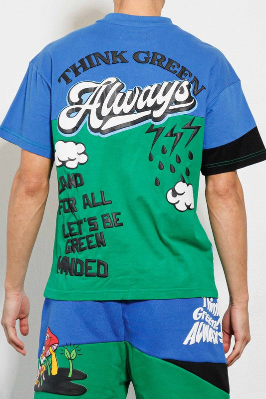 THINK GREEN CUT&SEW  GRAPHIC  TEE