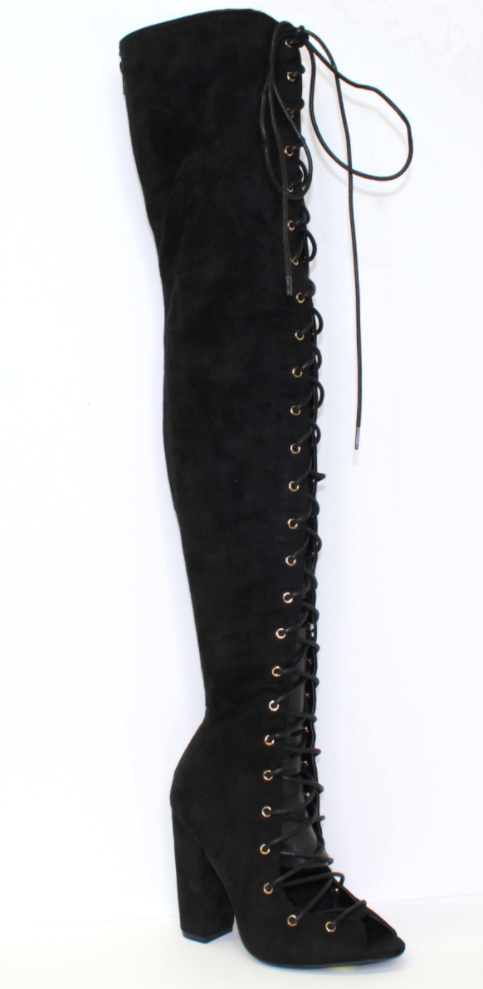 Legacy Premium Black Suede Thigh High Boots